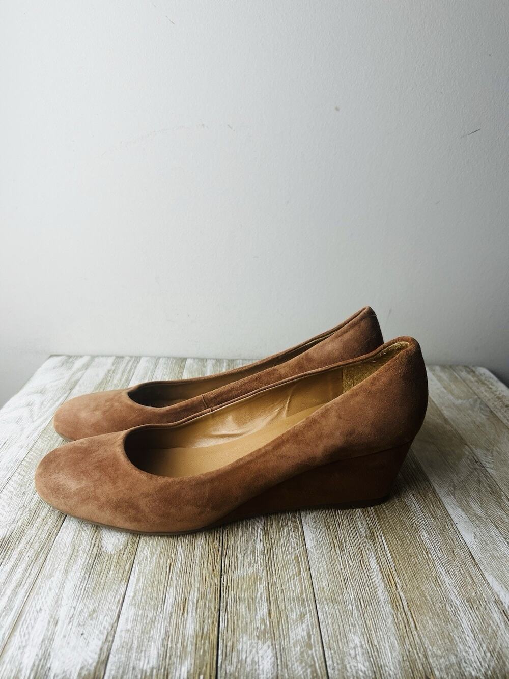 Talbots Shoes Brown Platform Wedges Suede 9.5M Career Comfort Fall Office